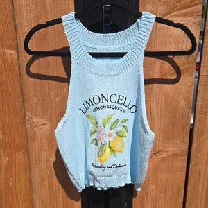 Blue Limoncello Knit Halter Style Tank Top Junior sz L